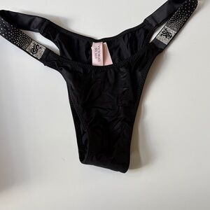 Victoria's Secret Black Thong with Sparkling Straps SMALL